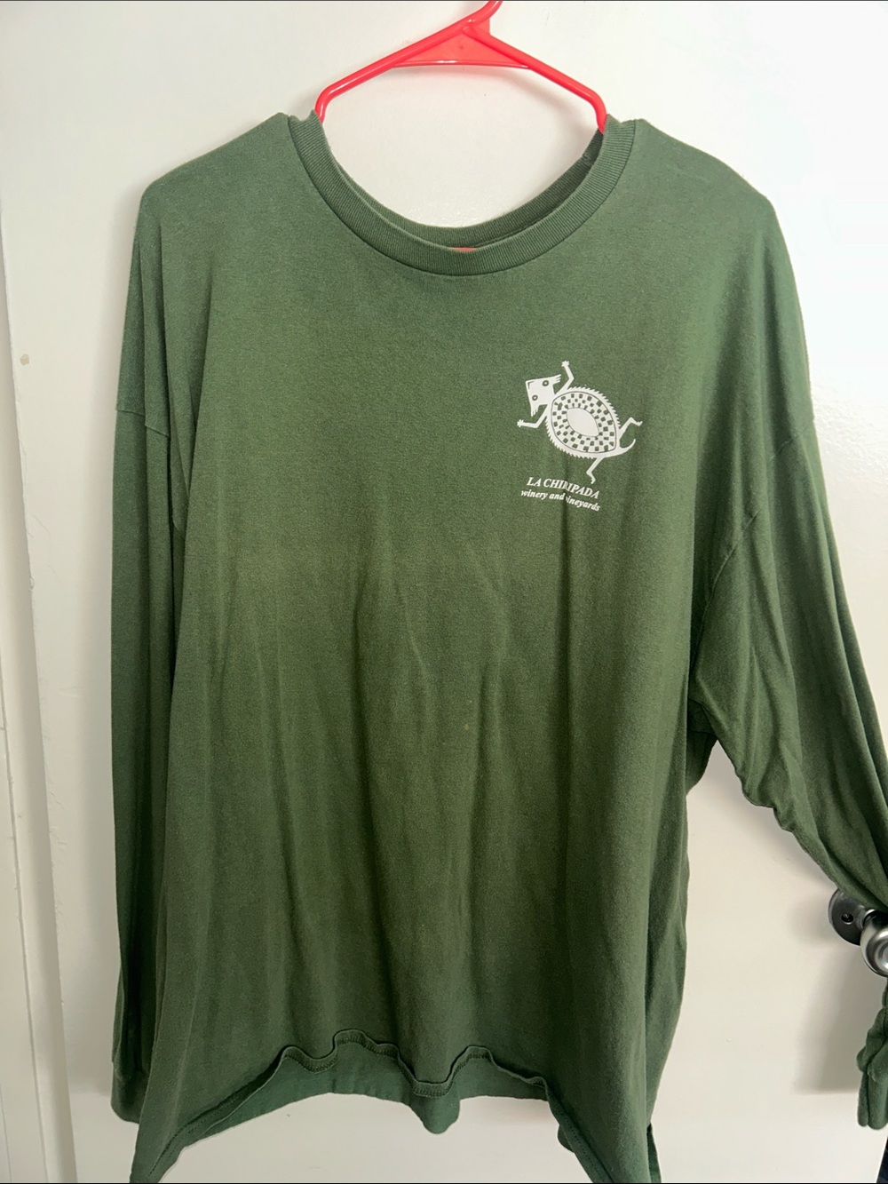 Green Long Sleeve Tee with Chest Graphic and back Design - oversized